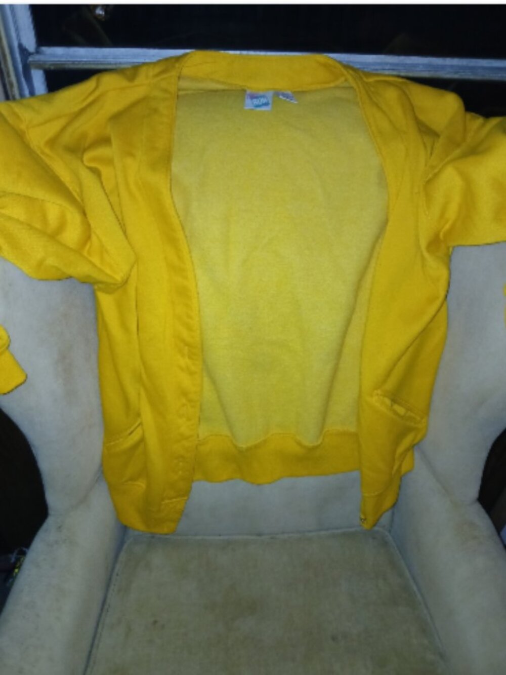 Vintage First Run Yellow Fleece Button Up Cardigan Sweater - M